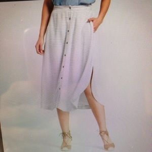 Button Front Midi Skirt